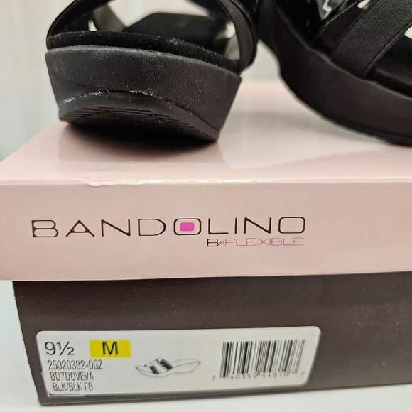 Bandolino B-Flexible Women's Black Wedge Sandals Size 9.5M Synthetic Upper & Sol - Picture 6 of 10